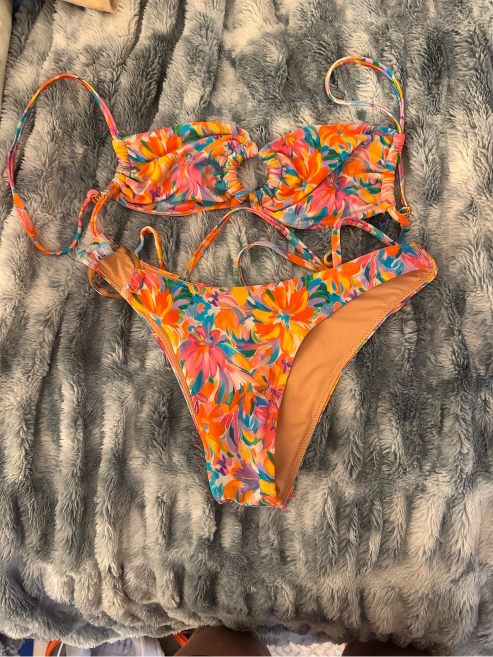 Blackbough Multicolor Floral Orange & Pink Bikini Set